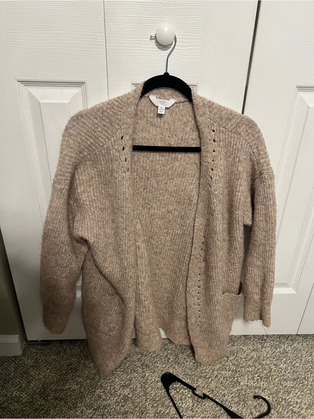 Open-Front Women's Cardigan Sweater in Taupe